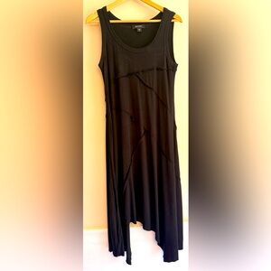 Karen Kane Black‎ Asymmetrical Dress Large Sleeveless Stretch Knit Beachy